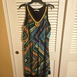 Madison Leigh Size 16 Black and Multicolor Mini Dress
